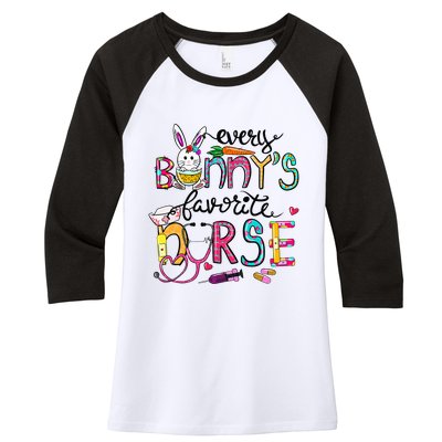 Cute Every Bunnys Is Favorite Nurse Cute Bunnies Easter Eggs Women's Tri-Blend 3/4-Sleeve Raglan Shirt