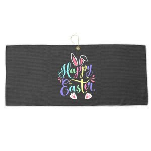 Cute Easter Bunny Face Funny Happy Easter Day Large Microfiber Waffle Golf Towel