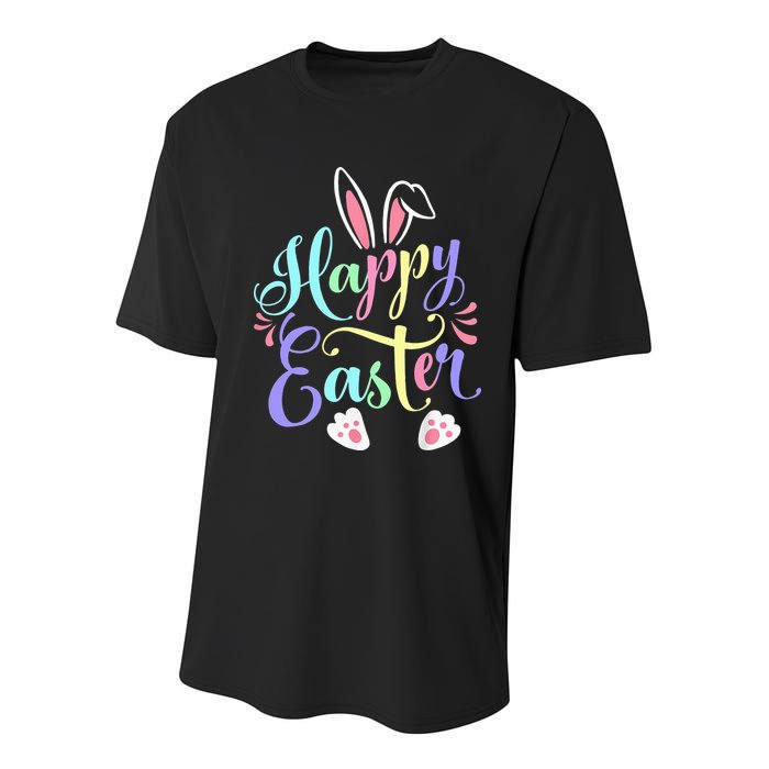 Cute Easter Bunny Face Funny Happy Easter Day Youth Performance Sprint T-Shirt
