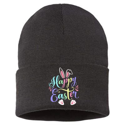 Cute Easter Bunny Face Funny Happy Easter Day Sustainable Knit Beanie