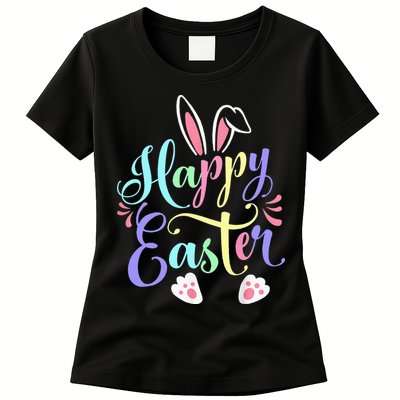 Cute Easter Bunny Face Funny Happy Easter Day Womens T-Shirt