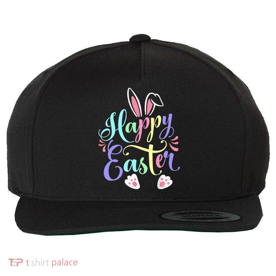 Cute Easter Bunny Face Funny Happy Easter Day Wool Snapback Cap