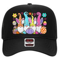 Cute Easter Bunny Spring Gnome Easter Egg Hunting And Basket High Crown Mesh Back Trucker Hat