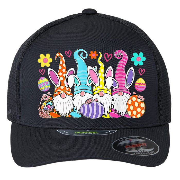 Cute Easter Bunny Spring Gnome Easter Egg Hunting And Basket Flexfit Unipanel Trucker Cap