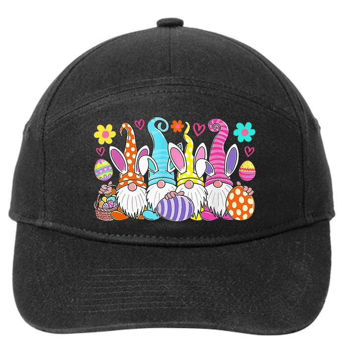 Cute Easter Bunny Spring Gnome Easter Egg Hunting And Basket 7-Panel Snapback Hat