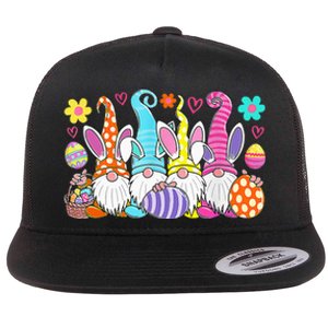 Cute Easter Bunny Spring Gnome Easter Egg Hunting And Basket Flat Bill Trucker Hat