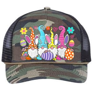 Cute Easter Bunny Spring Gnome Easter Egg Hunting And Basket Retro Rope Trucker Hat Cap