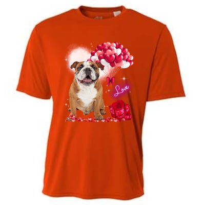 Cute English Bulldog Balloon Heart Valentine's Day Valentine Cool Gift Cooling Performance Crew T-Shirt