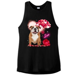 Cute English Bulldog Balloon Heart Valentine's Day Valentine Cool Gift Ladies PosiCharge Tri-Blend Wicking Tank