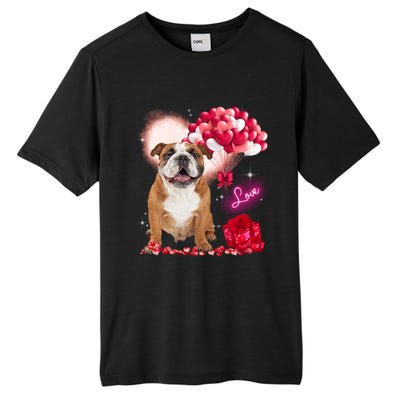 Cute English Bulldog Balloon Heart Valentine's Day Valentine Cool Gift Tall Fusion ChromaSoft Performance T-Shirt