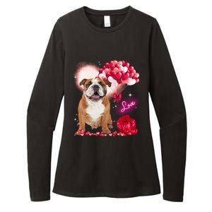 Cute English Bulldog Balloon Heart Valentine's Day Valentine Cool Gift Womens CVC Long Sleeve Shirt