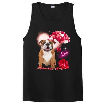 Cute English Bulldog Balloon Heart Valentine's Day Valentine Cool Gift PosiCharge Competitor Tank