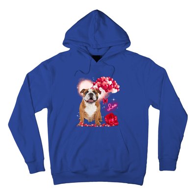 Cute English Bulldog Balloon Heart Valentine's Day Valentine Cool Gift Hoodie