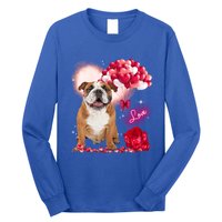 Cute English Bulldog Balloon Heart Valentine's Day Valentine Cool Gift Long Sleeve Shirt