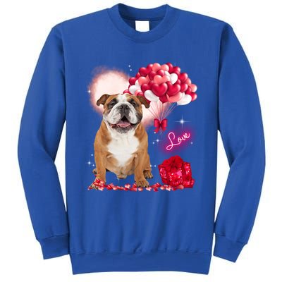 Cute English Bulldog Balloon Heart Valentine's Day Valentine Cool Gift Sweatshirt