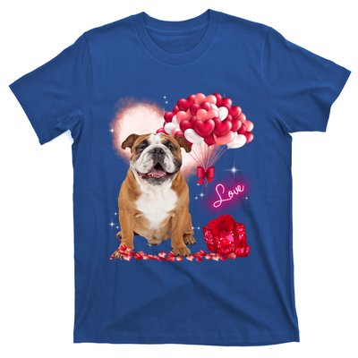 Cute English Bulldog Balloon Heart Valentine's Day Valentine Cool Gift T-Shirt