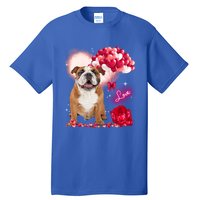 Cute English Bulldog Balloon Heart Valentine's Day Valentine Cool Gift Tall T-Shirt