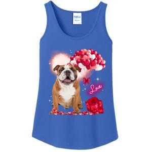 Cute English Bulldog Balloon Heart Valentine's Day Valentine Cool Gift Ladies Essential Tank