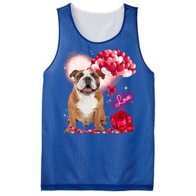 Cute English Bulldog Balloon Heart Valentine's Day Valentine Cool Gift Mesh Reversible Basketball Jersey Tank