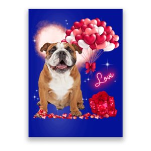 Cute English Bulldog Balloon Heart Valentine's Day Valentine Cool Gift Poster