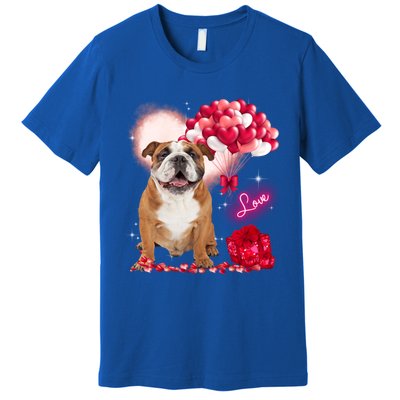 Cute English Bulldog Balloon Heart Valentine's Day Valentine Cool Gift Premium T-Shirt