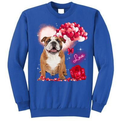 Cute English Bulldog Balloon Heart Valentine's Day Valentine Cool Gift Tall Sweatshirt