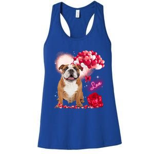 Cute English Bulldog Balloon Heart Valentine's Day Valentine Cool Gift Women's Racerback Tank