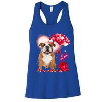 Cute English Bulldog Balloon Heart Valentine's Day Valentine Cool Gift Women's Racerback Tank