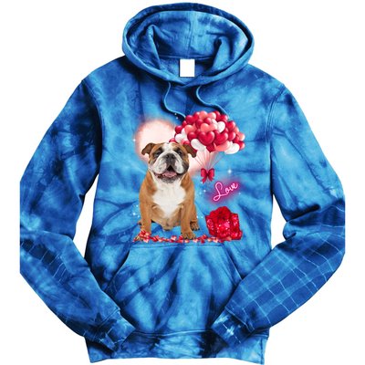 Cute English Bulldog Balloon Heart Valentine's Day Valentine Cool Gift Tie Dye Hoodie