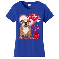 Cute English Bulldog Balloon Heart Valentine's Day Valentine Cool Gift Women's T-Shirt