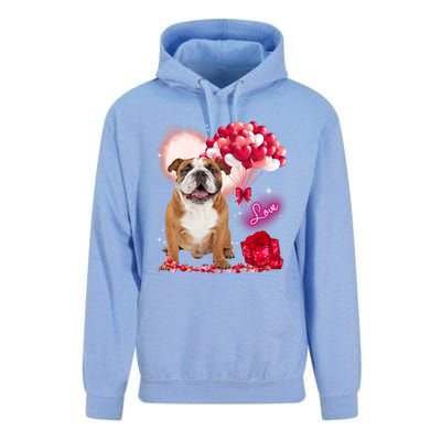 Cute English Bulldog Balloon Heart Valentine's Day Valentine Cool Gift Unisex Surf Hoodie