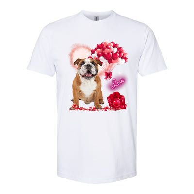 Cute English Bulldog Balloon Heart Valentine's Day Valentine Cool Gift Softstyle CVC T-Shirt