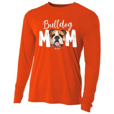 Cute English Bulldog Mom Top Funny Dog Walking For Women Cooling Performance Long Sleeve Crew