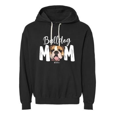 Cute English Bulldog Mom Top Funny Dog Walking For Women Garment-Dyed Fleece Hoodie