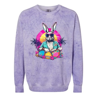 Cute Easter Bunny Retro Miami Look Colourful Eggs Colorblast Crewneck Sweatshirt