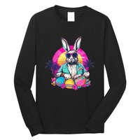 Cute Easter Bunny Retro Miami Look Colourful Eggs Long Sleeve Shirt