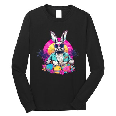 Cute Easter Bunny Retro Miami Look Colourful Eggs Long Sleeve Shirt