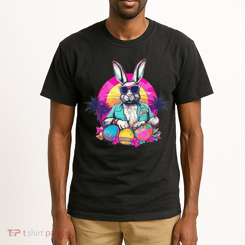 Cute Easter Bunny Retro Miami Look Colourful Eggs Tall T-Shirt