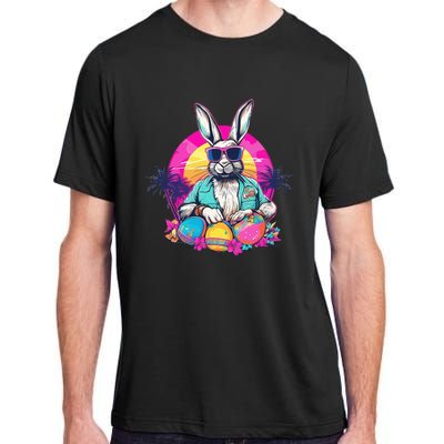 Cute Easter Bunny Retro Miami Look Colourful Eggs Adult ChromaSoft Performance T-Shirt