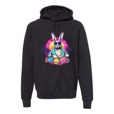 Cute Easter Bunny Retro Miami Look Colourful Eggs Premium Hoodie