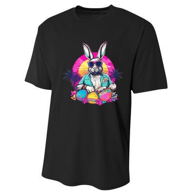 Cute Easter Bunny Retro Miami Look Colourful Eggs Performance Sprint T-Shirt