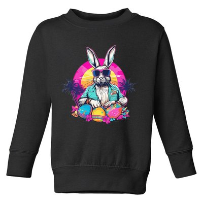 Cute Easter Bunny Retro Miami Look Colourful Eggs Toddler Sweatshirt
