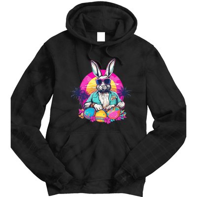 Cute Easter Bunny Retro Miami Look Colourful Eggs Tie Dye Hoodie