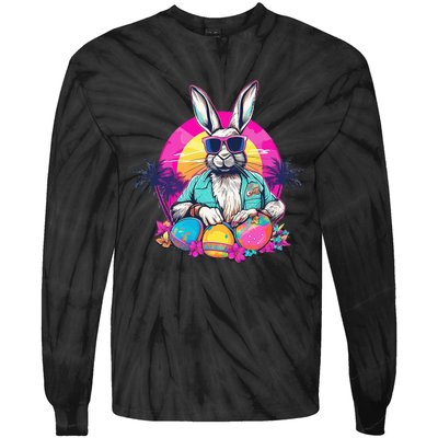 Cute Easter Bunny Retro Miami Look Colourful Eggs Tie-Dye Long Sleeve Shirt