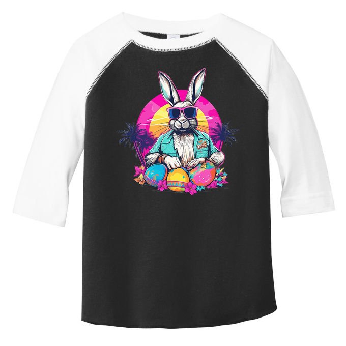 Cute Easter Bunny Retro Miami Look Colourful Eggs Toddler Fine Jersey T-Shirt