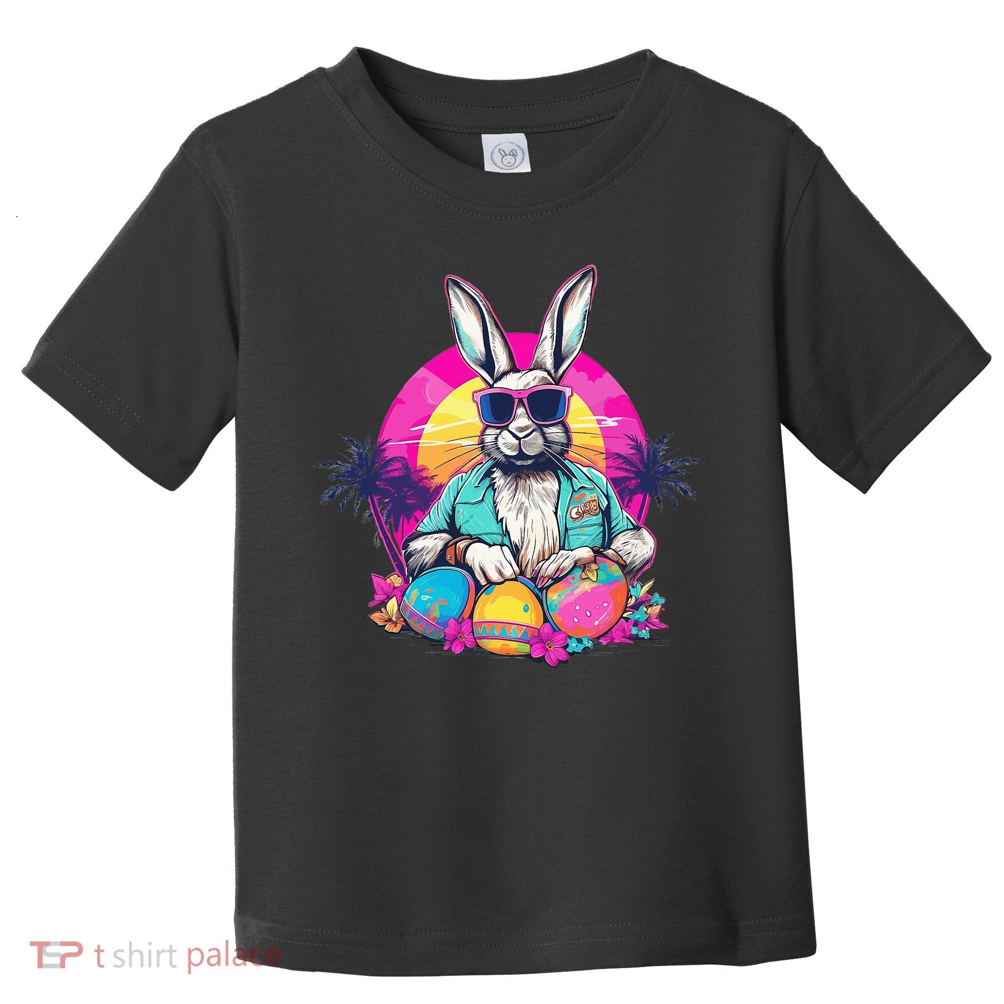 Cute Easter Bunny Retro Miami Look Colourful Eggs Toddler T-Shirt