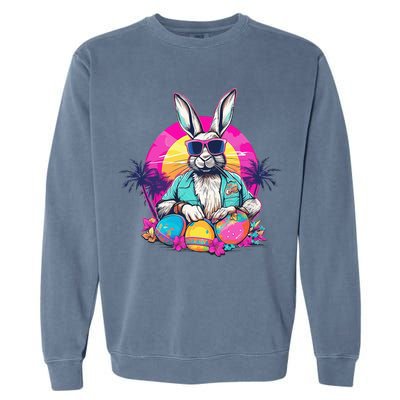 Cute Easter Bunny Retro Miami Look Colourful Eggs Garment-Dyed Sweatshirt