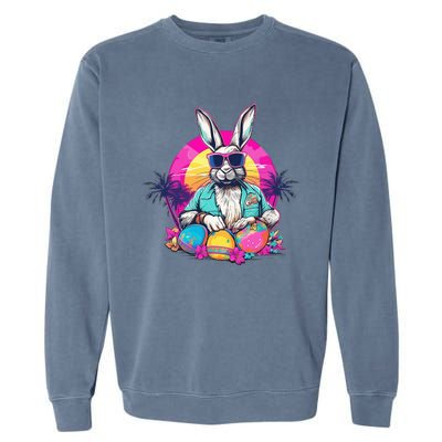 Cute Easter Bunny Retro Miami Look Colourful Eggs Garment-Dyed Sweatshirt