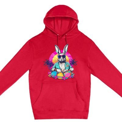 Cute Easter Bunny Retro Miami Look Colourful Eggs Premium Pullover Hoodie