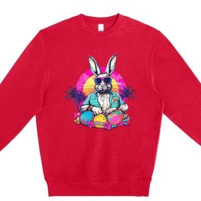 Cute Easter Bunny Retro Miami Look Colourful Eggs Premium Crewneck Sweatshirt